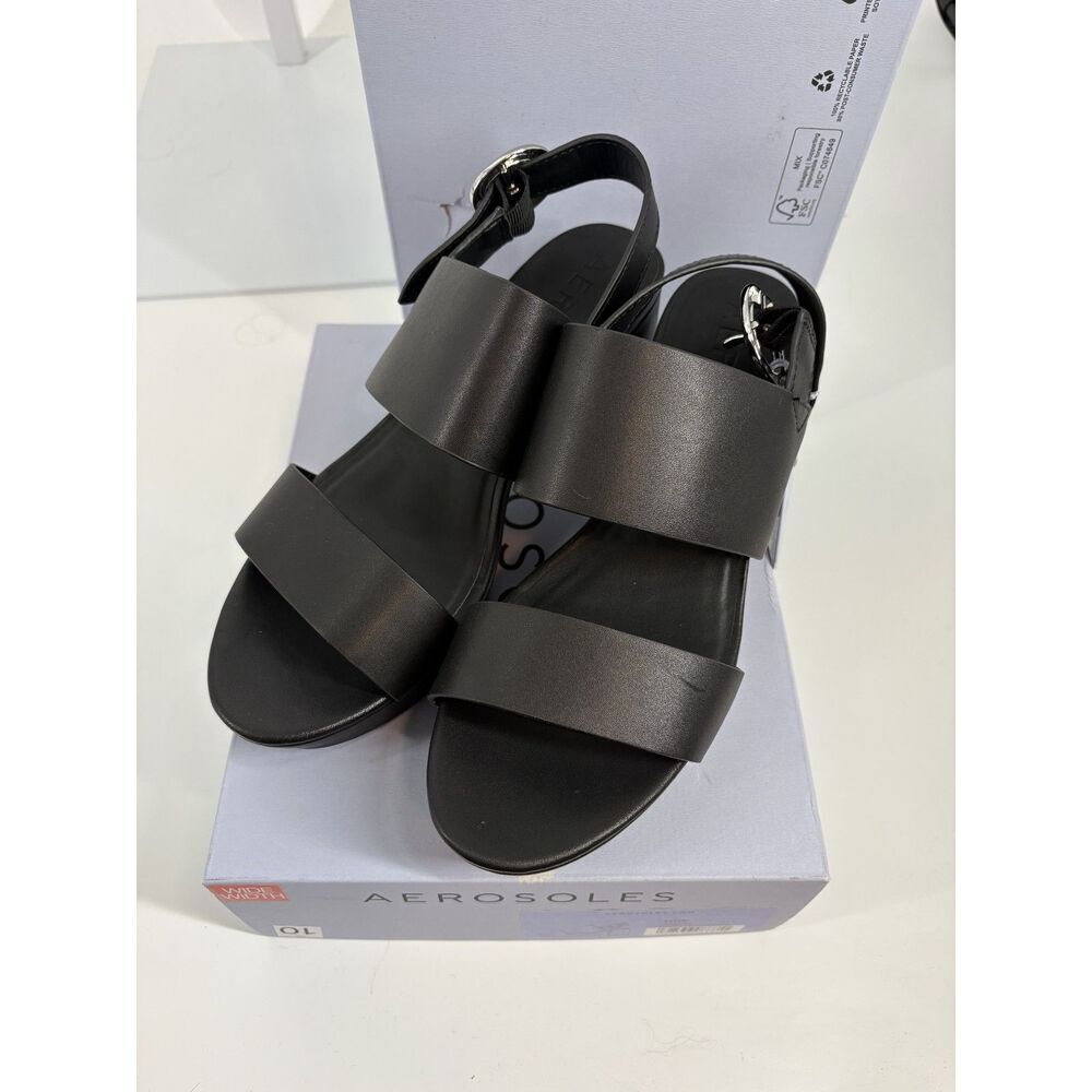 BRAND NEW Aerosoles Black Strappy Sandals | Women’s Comfort Ankle Strap Sandals